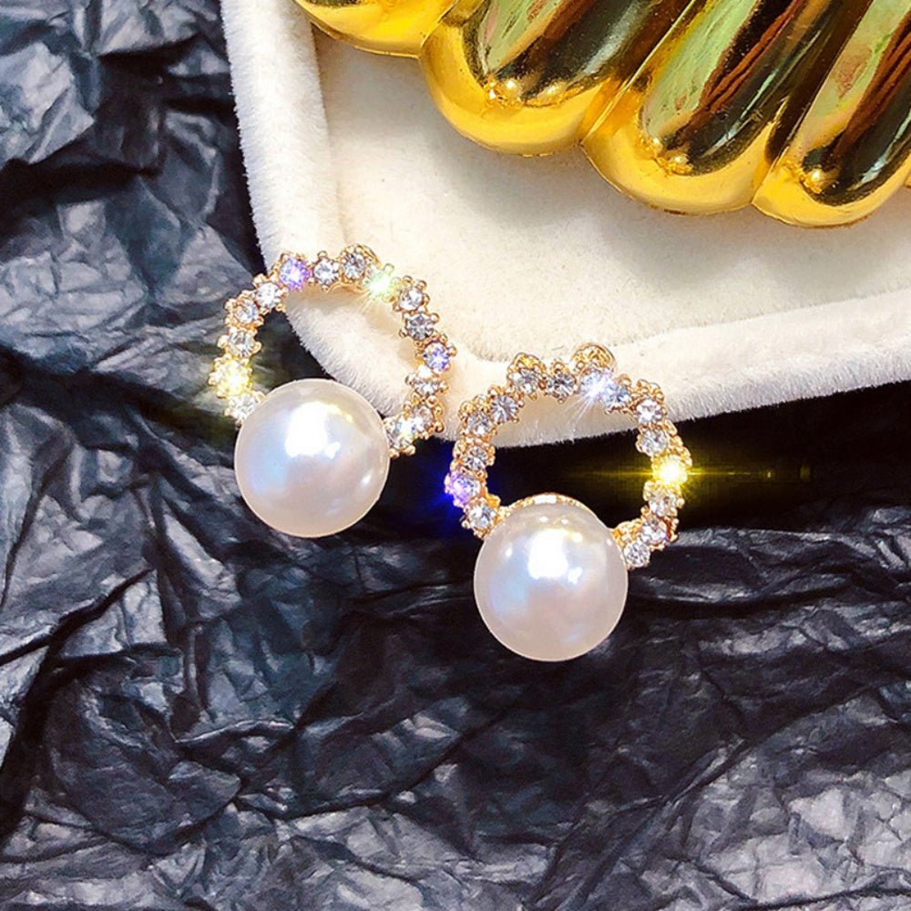 ビジューリングパールピアス