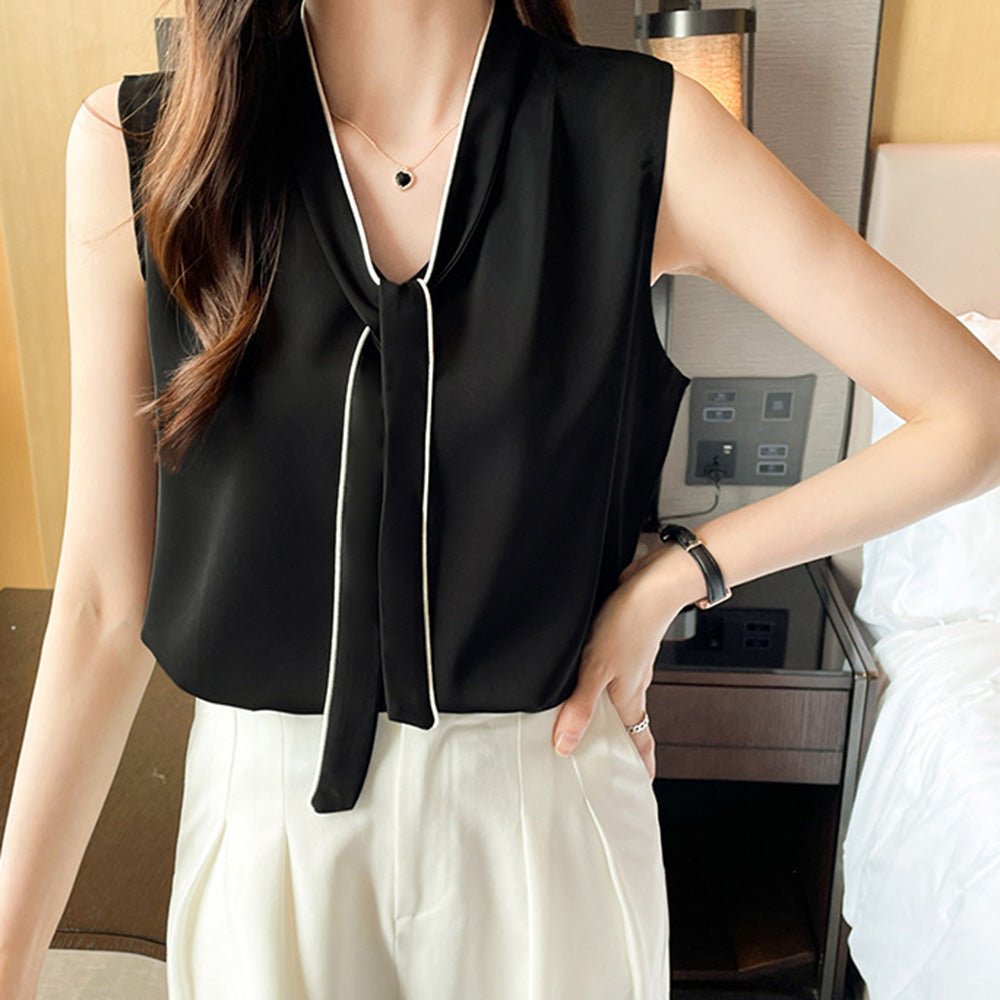 ボウタイシンプルノースリーブトップス|オフィスカジュアル レディース 通販【ミレジェネ】