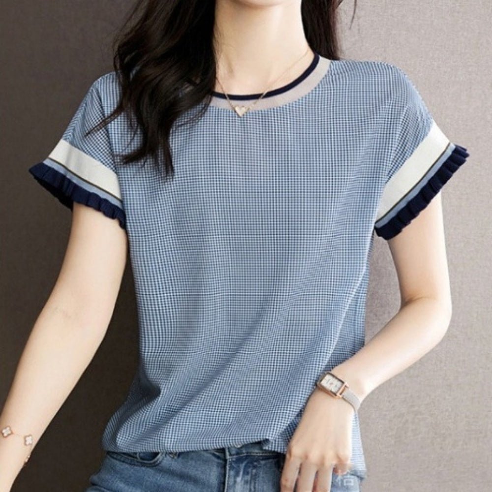 袖フリルクルーネックトップス|オフィスカジュアル レディース 通販【ミレジェネ】