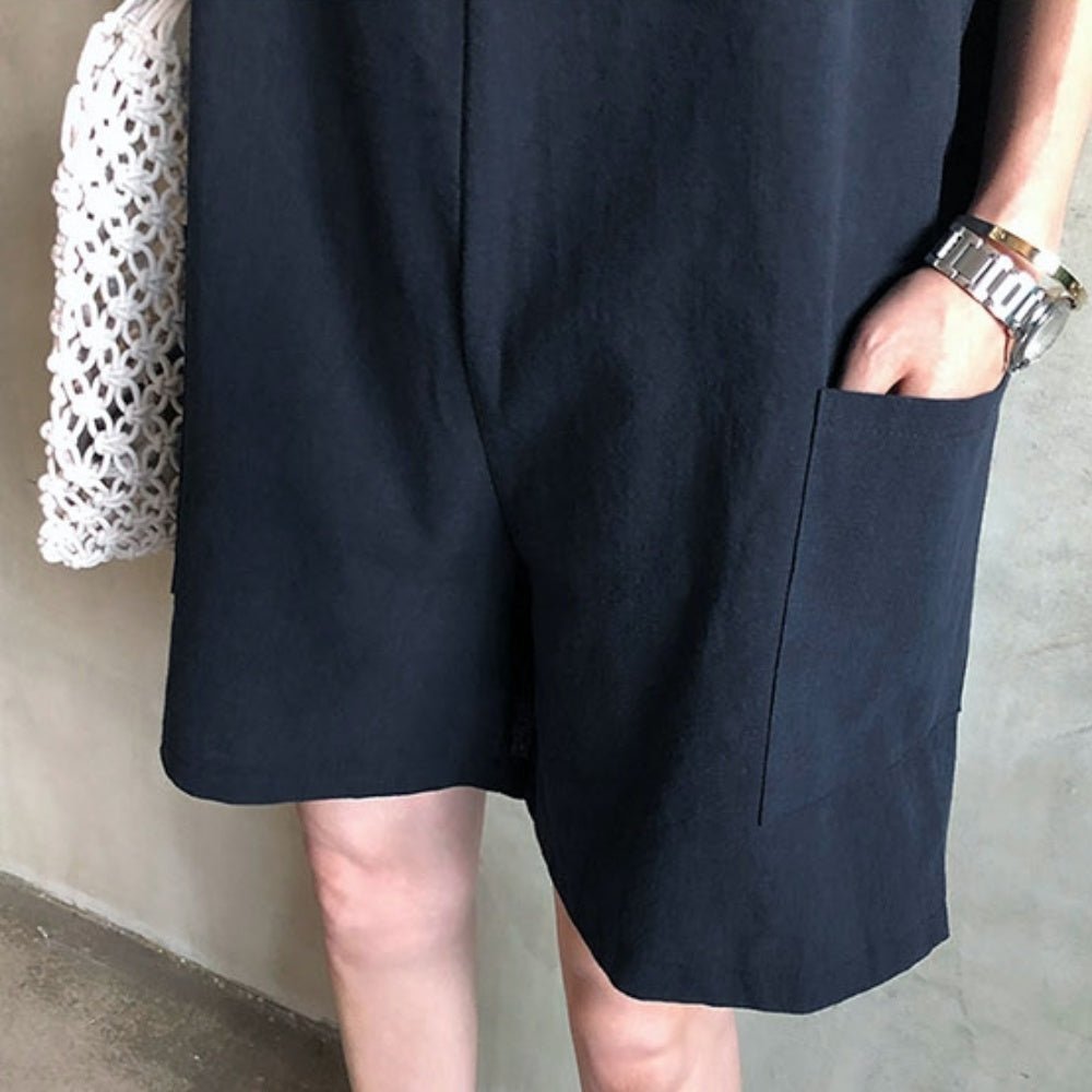 肩リボン調節可能ポケット付きサロペット