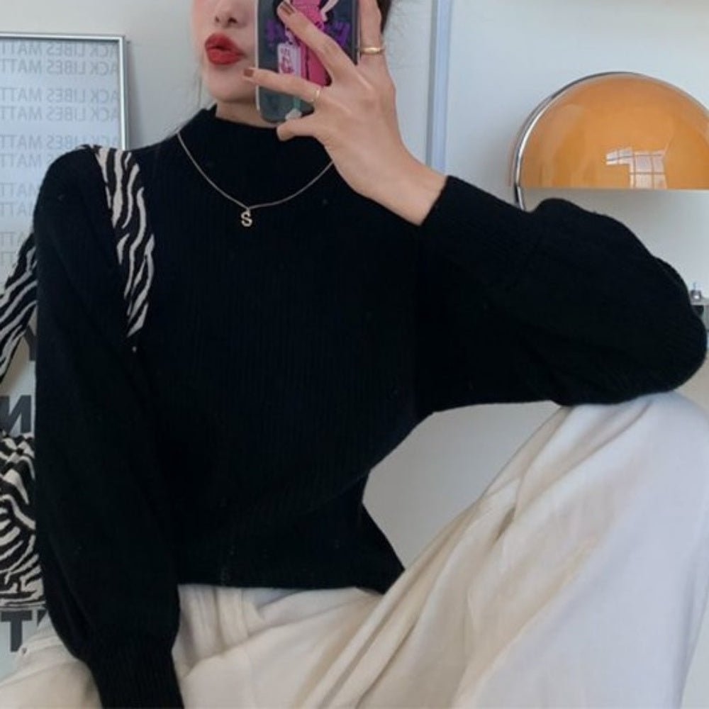 ハイネックボリュームスリーブニット|オフィスカジュアル レディース 通販【ミレジェネ】