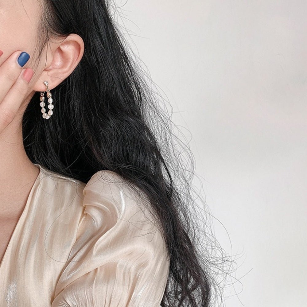 オフィスカジュアル ビジューパールリングピアス ミレジェネ