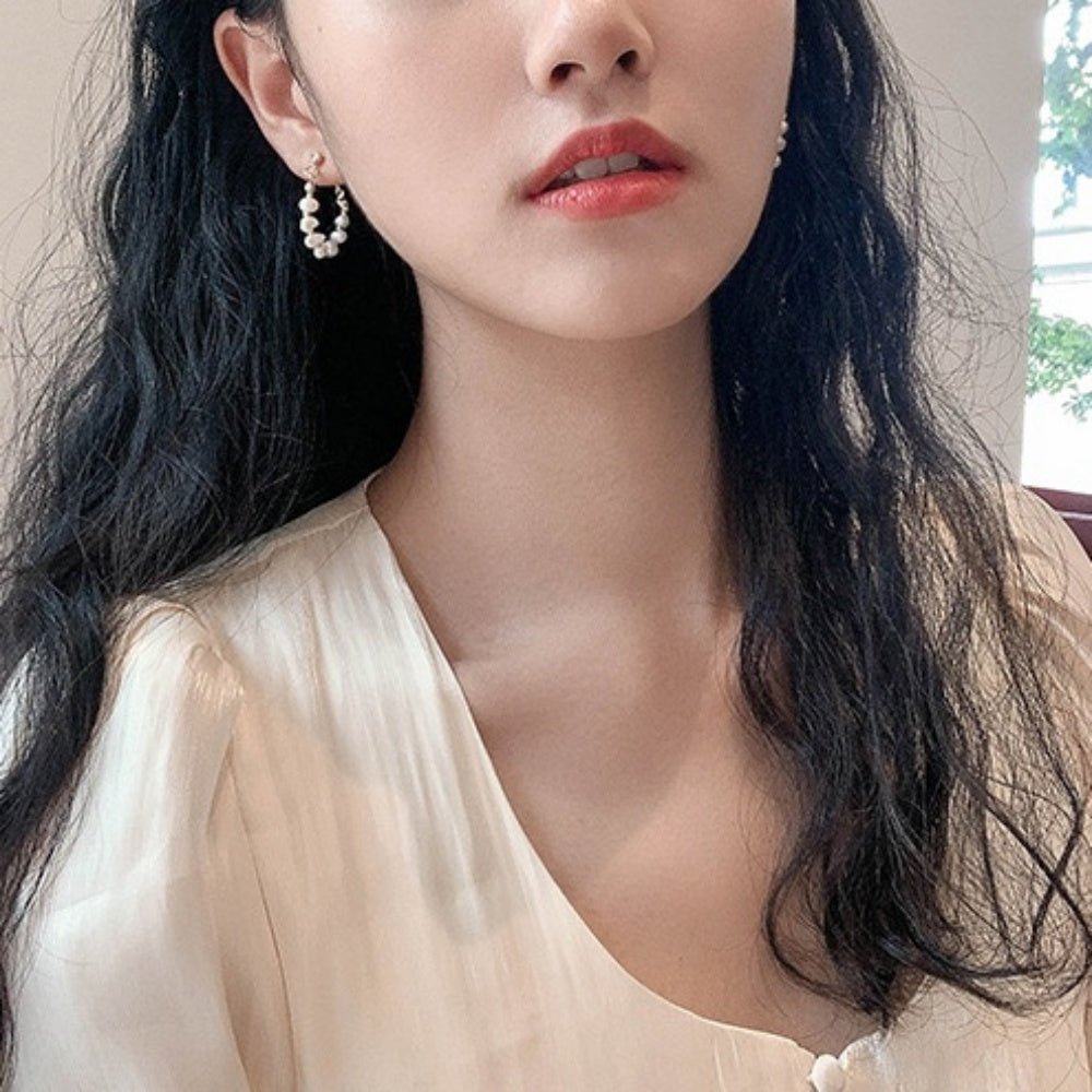 ビジューパールリングピアス