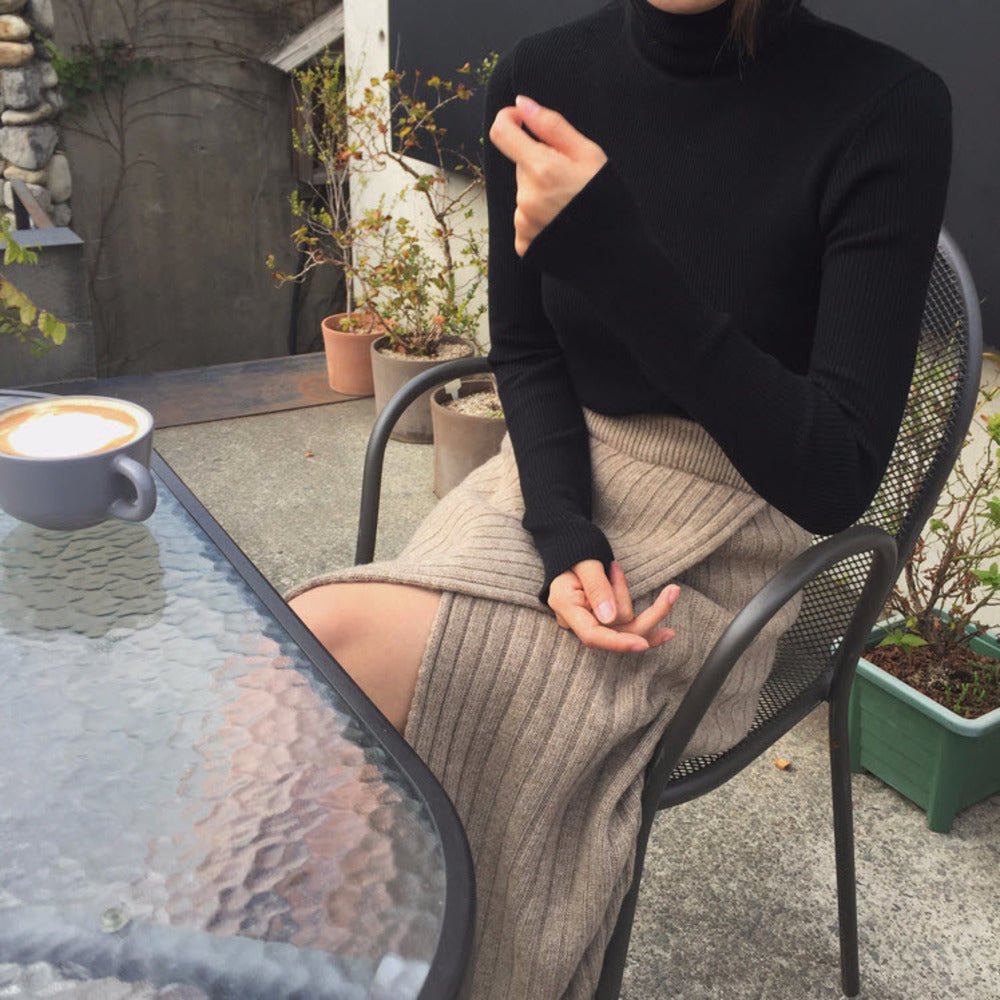 ハイスリットリブニットロングスカート - Millennial Generation