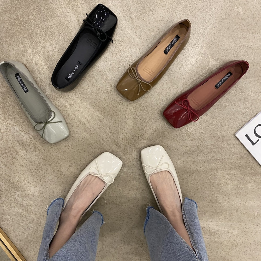 フラットリボンスクエアトゥパンプス|オフィスカジュアル レディース 通販【ミレジェネ】