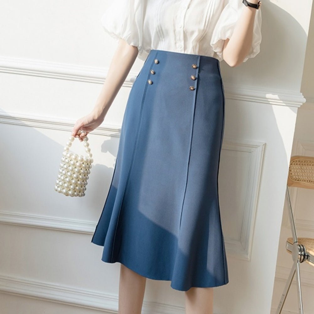 <即納>ボタンモチーフフィッシュテールスカート|オフィスカジュアル レディース 通販【ミレジェネ】