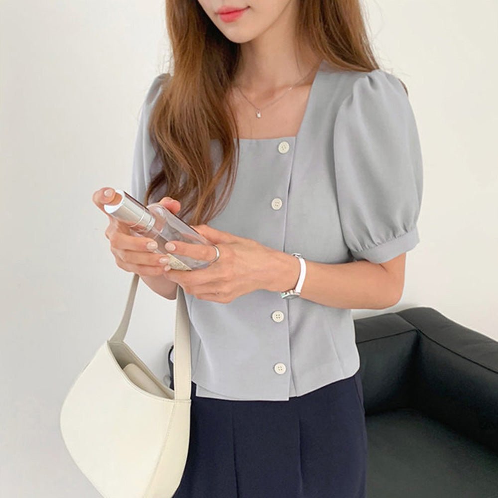 パフスリーブスクエアネックトップス|オフィスカジュアル レディース 通販【ミレジェネ】