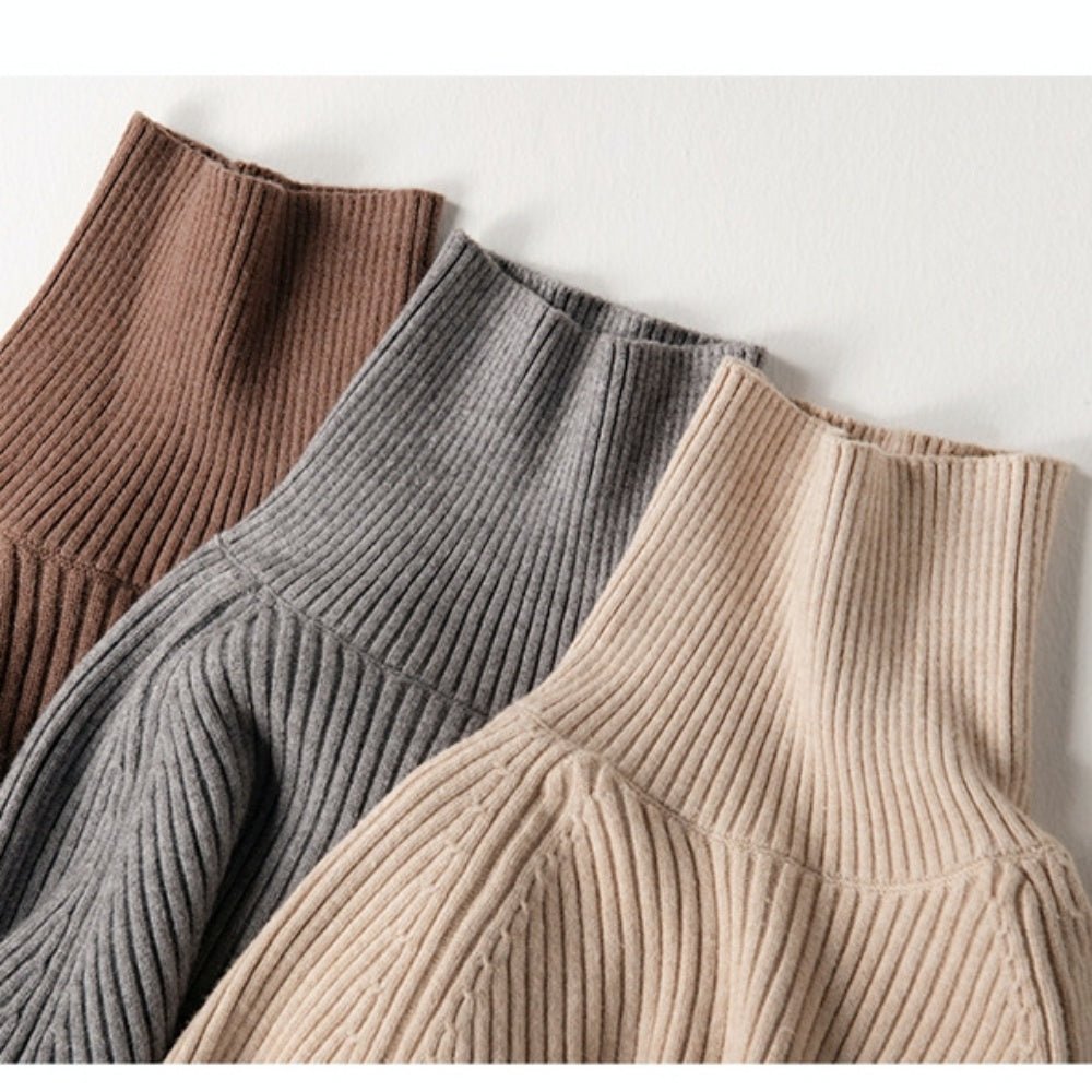 ハーフデザインハイネックニットトップス - Millennial Generation