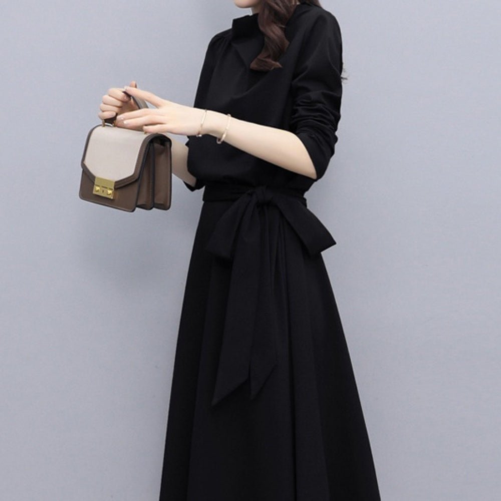 ウエストリボンハーフネックワンピース