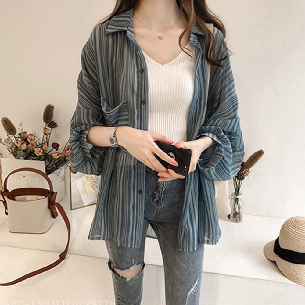 薄手羽織りロングスリーブシャツ|オフィスカジュアル レディース 通販【ミレジェネ】