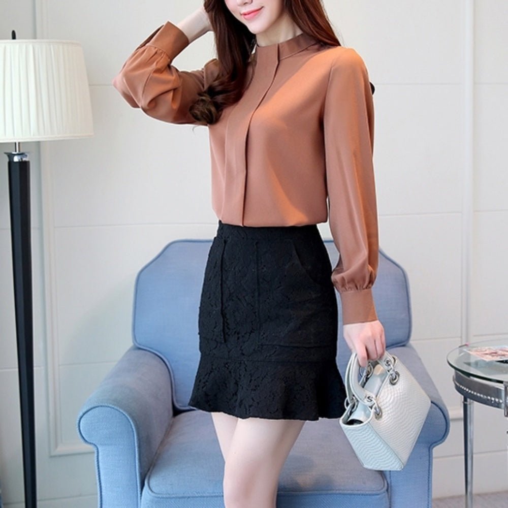 スタンドネックブラウス