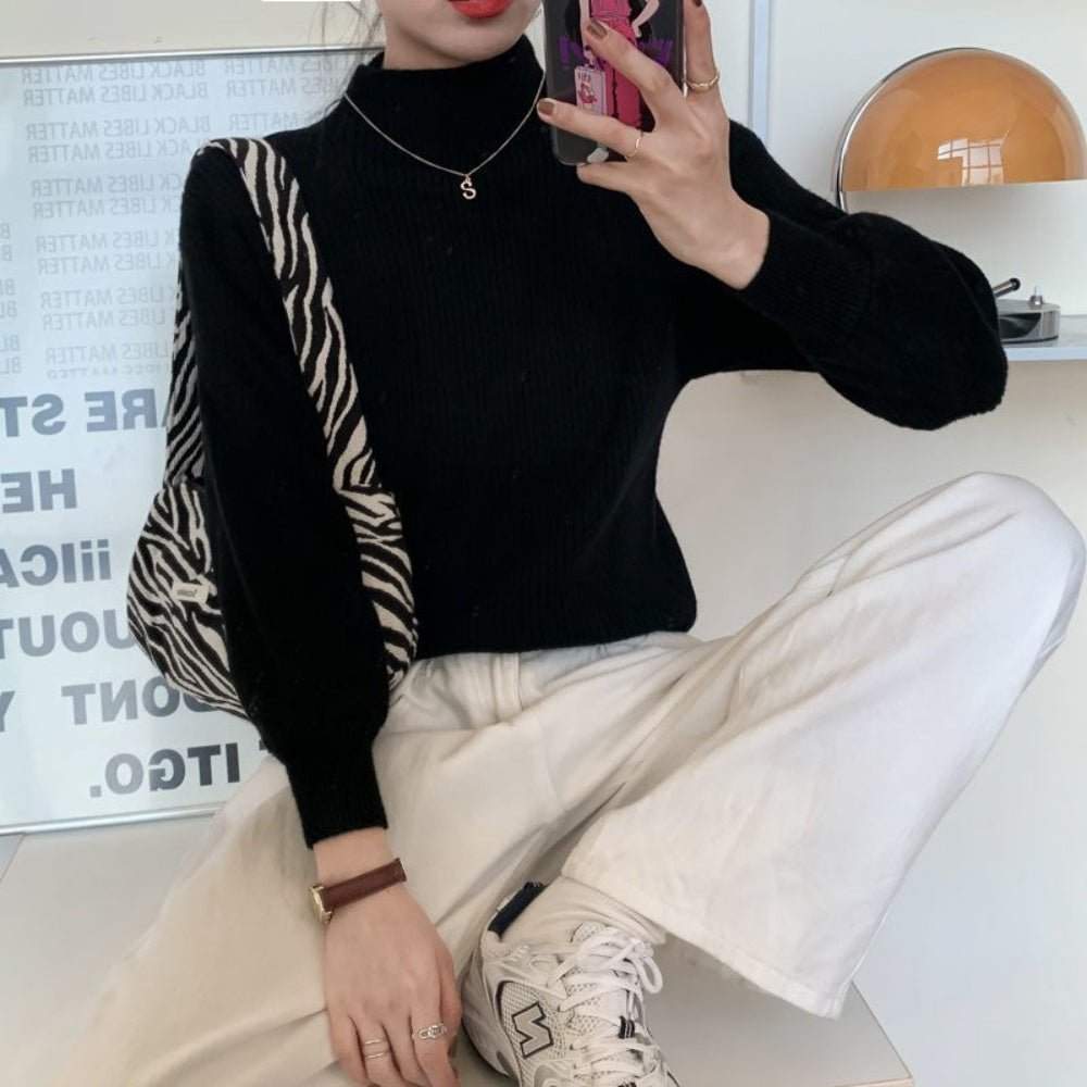 ハイネックボリュームスリーブニット|オフィスカジュアル レディース 通販【ミレジェネ】