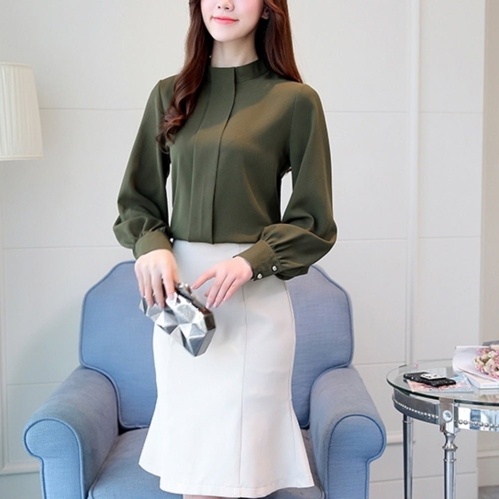 スタンドネックブラウス