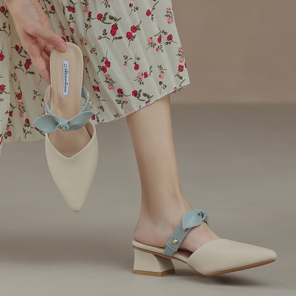 リボンポインテッドトゥミュール|オフィスカジュアル レディース 通販【ミレジェネ】