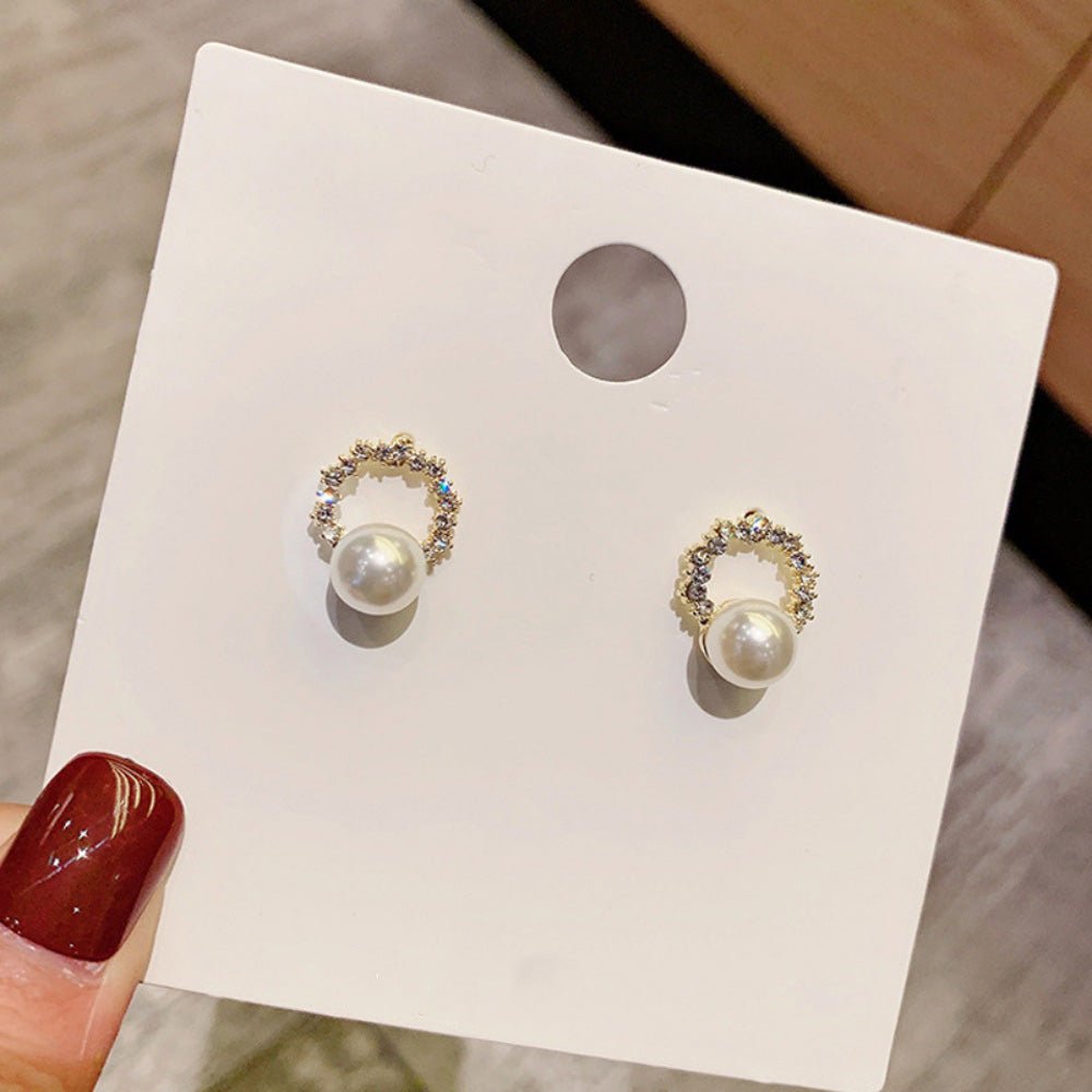 ビジューリングパールピアス