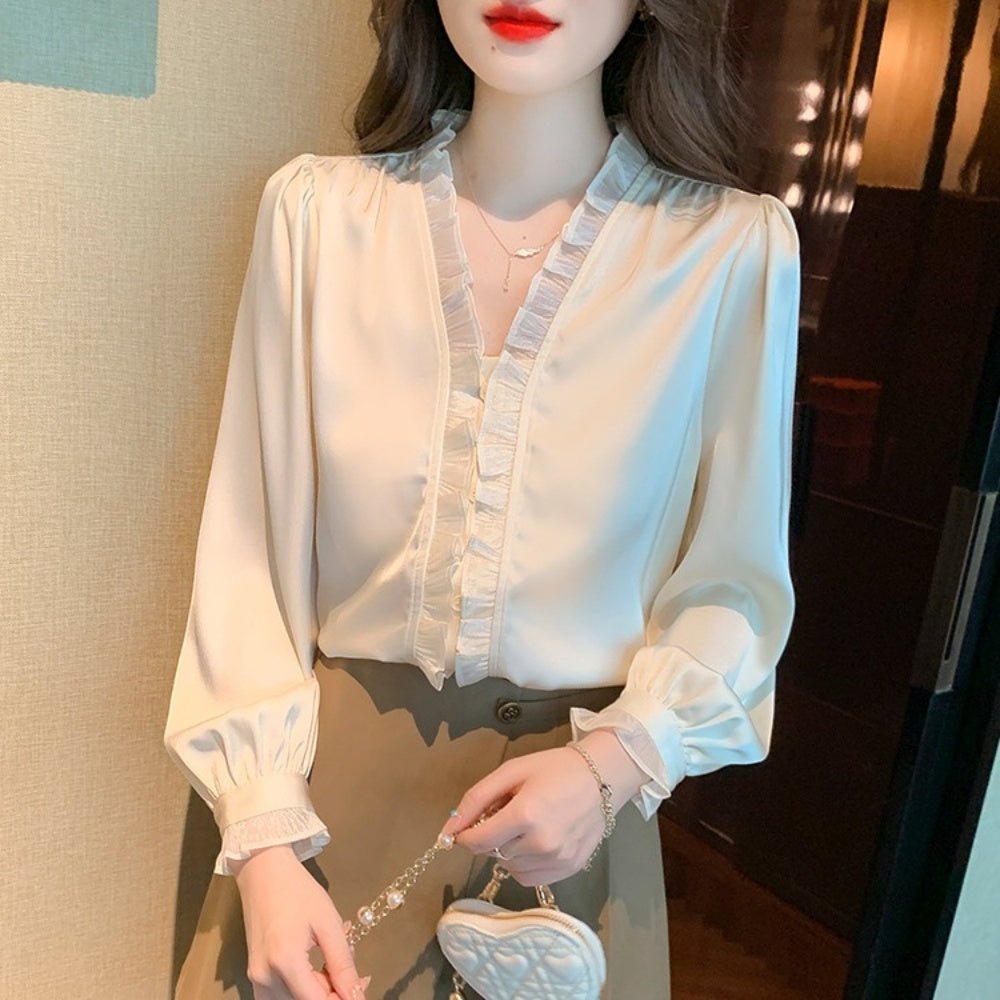 フリルデザインシフォンシャツ|オフィスカジュアル レディース 通販【ミレジェネ】