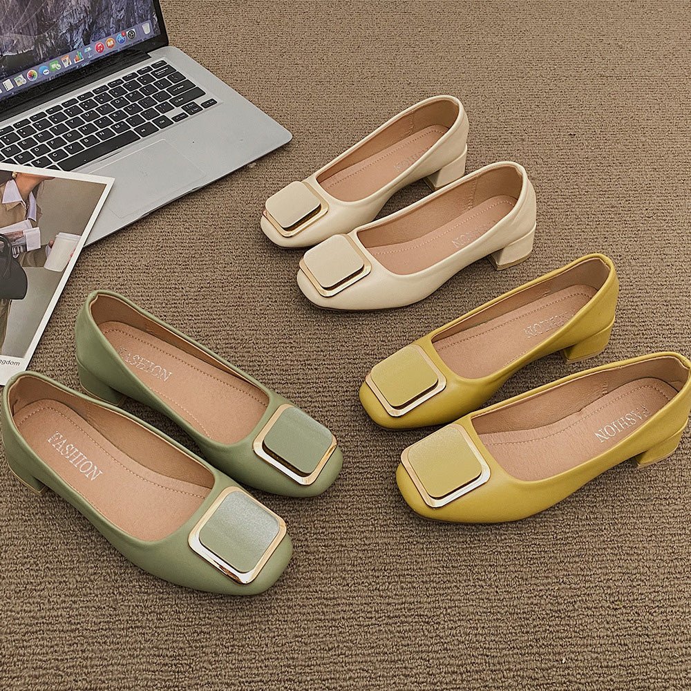 オフィスカジュアル スクエアモチーフパンプス ミレジェネ