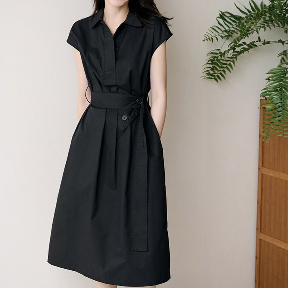 ヘンリーネックフレンチスリーブワンピース|オフィスカジュアル レディース 通販【ミレジェネ】