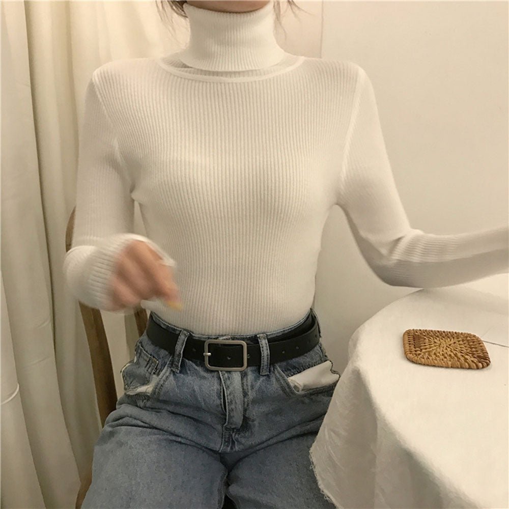 リブハイネックニット