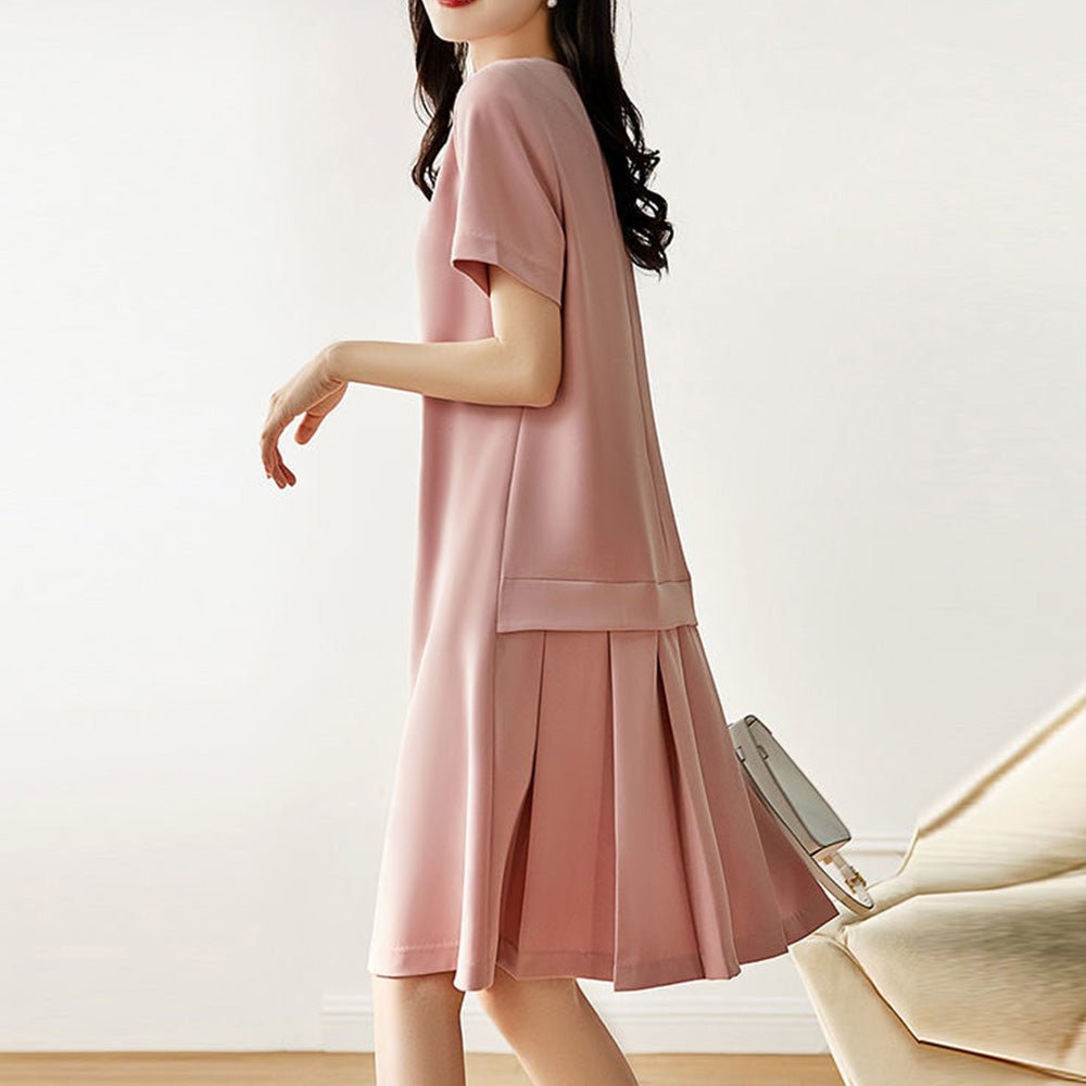 ビジューネックバックプリーツワンピース|オフィスカジュアル レディース 通販【ミレジェネ】