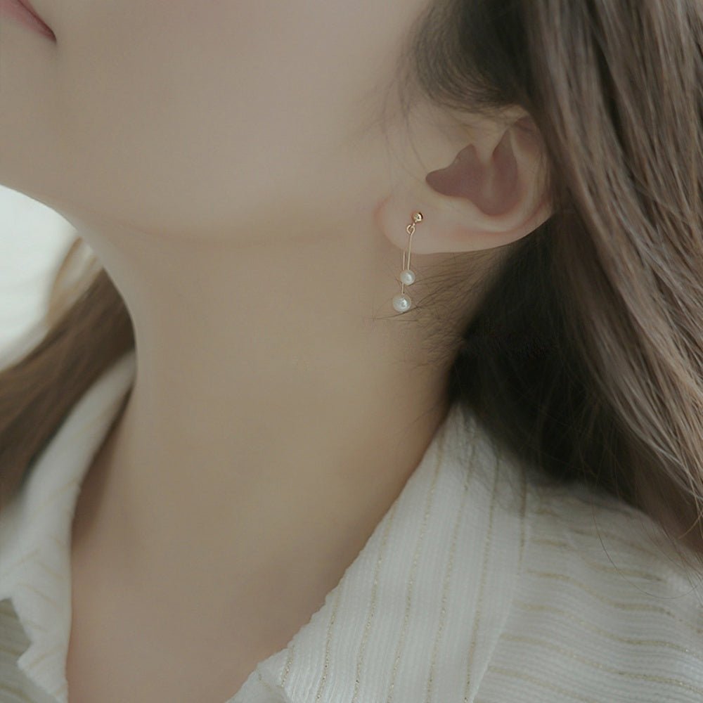 オフィスカジュアル 小粒ダブルパールピアス ミレジェネ