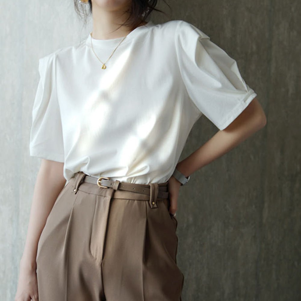 パワーショルダー無地デザイントップス|オフィスカジュアル レディース 通販【ミレジェネ】