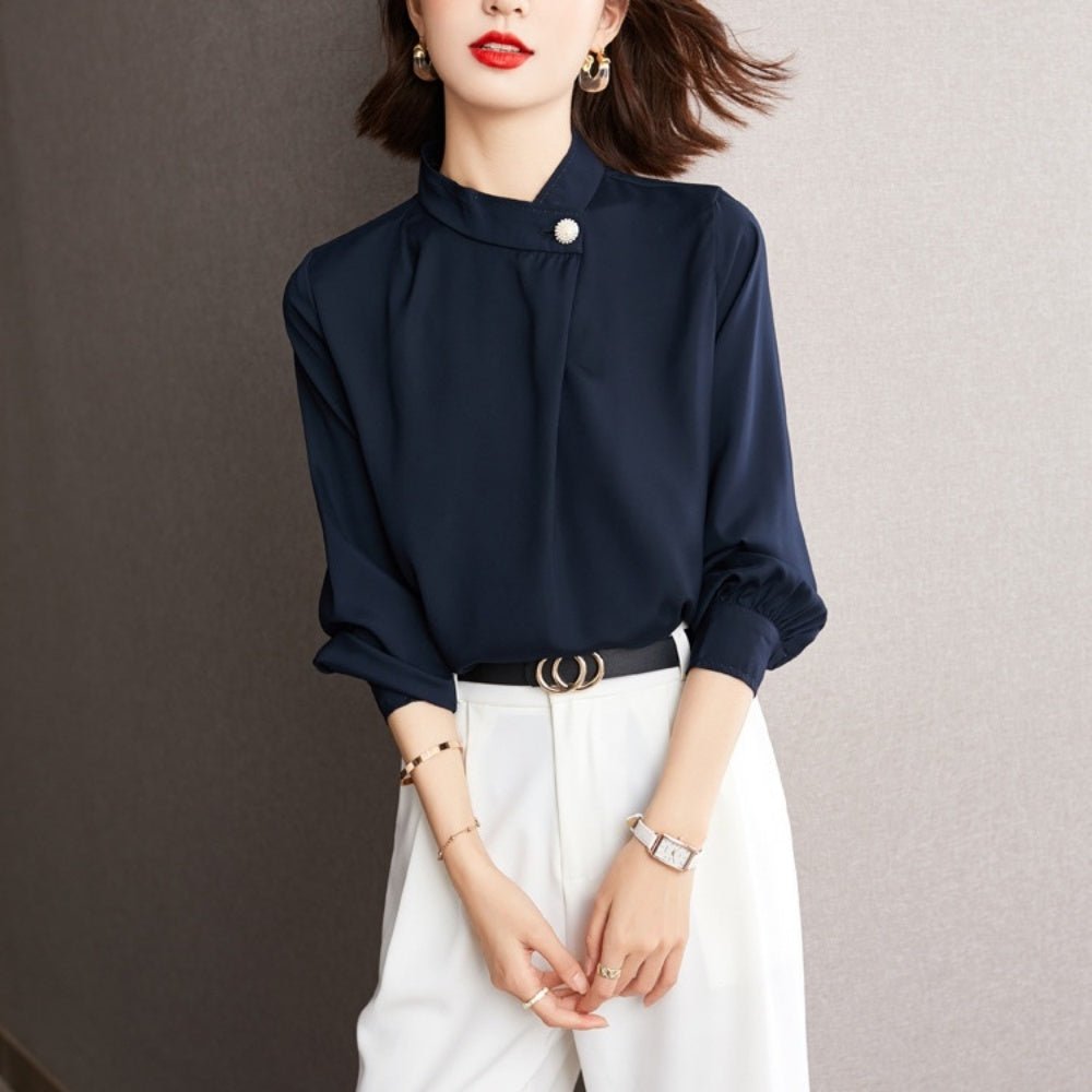 ワンボタン上品ブラウス