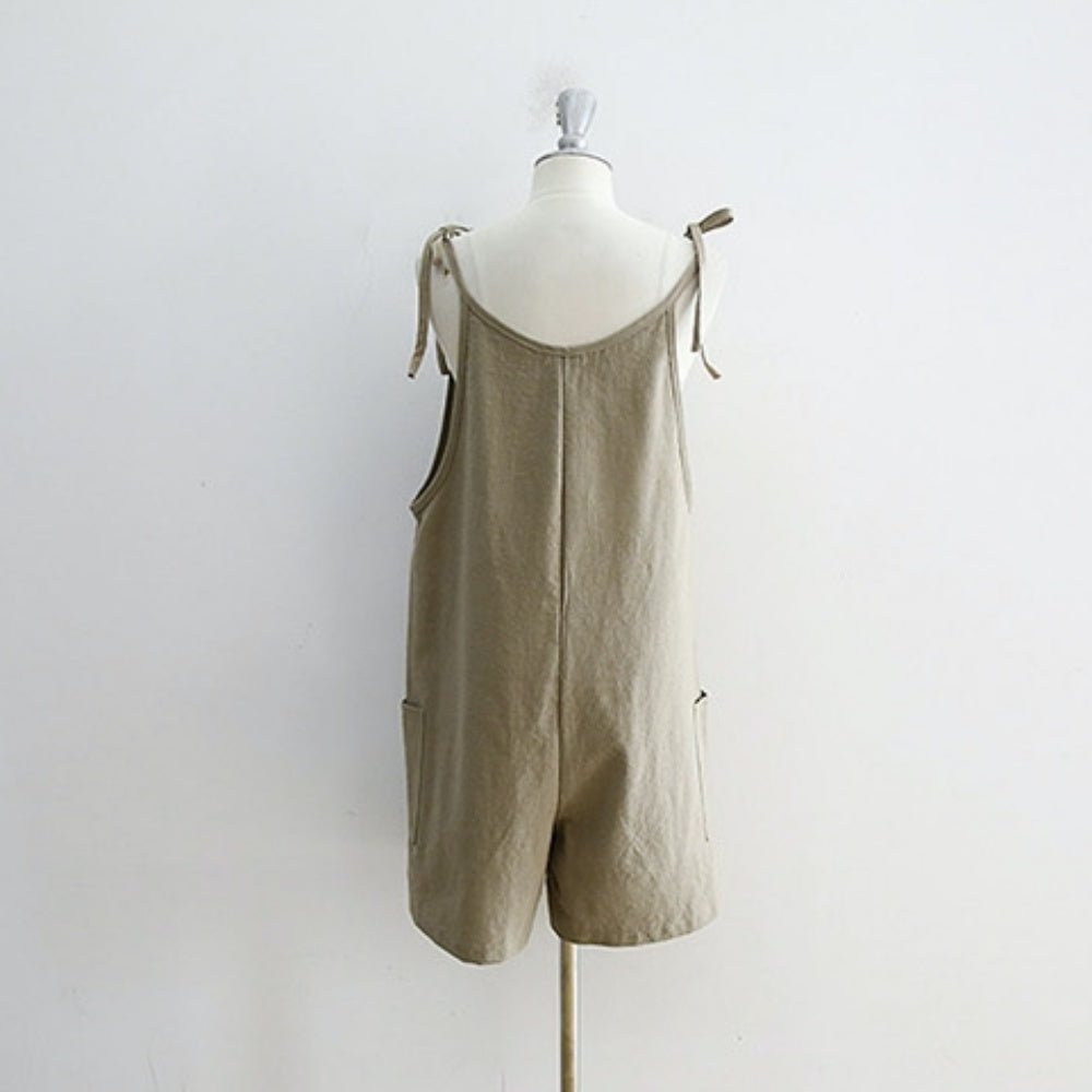 肩リボン調節可能ポケット付きサロペット