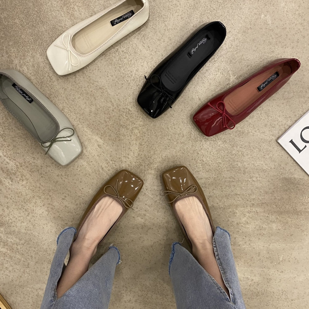 フラットリボンスクエアトゥパンプス|オフィスカジュアル レディース 通販【ミレジェネ】