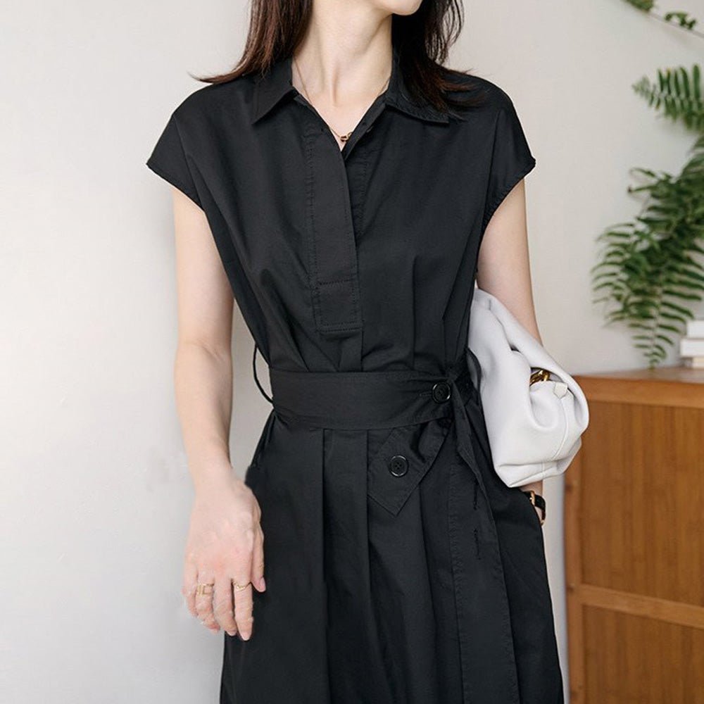 ヘンリーネックフレンチスリーブワンピース|オフィスカジュアル レディース 通販【ミレジェネ】