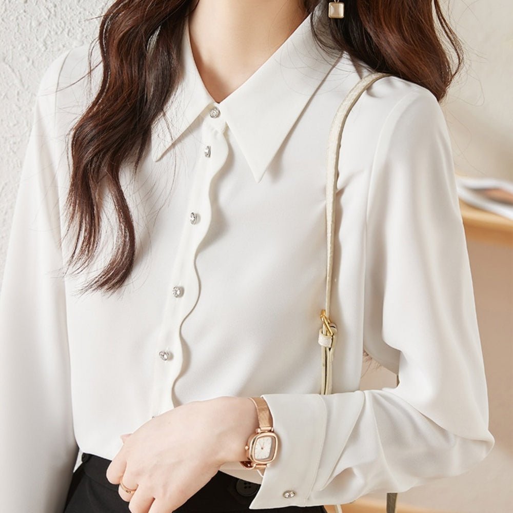ボタンデザインシャツブラウス|オフィスカジュアル レディース 通販【ミレジェネ】