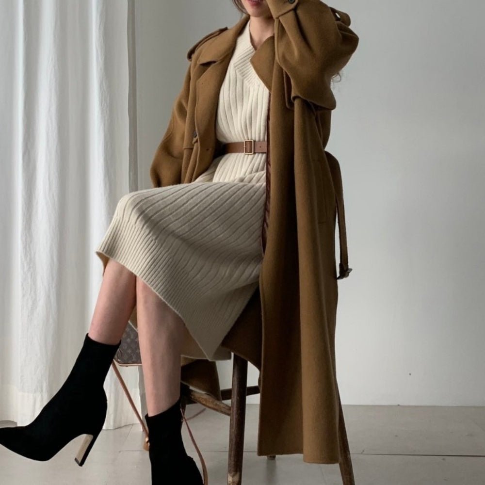 ウエストマークベルトリブニットワンピース|オフィスカジュアル レディース 通販【ミレジェネ】