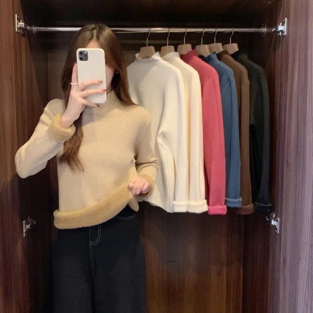 裏起毛ハーフネックシンプルニット|オフィスカジュアル レディース 通販【ミレジェネ】