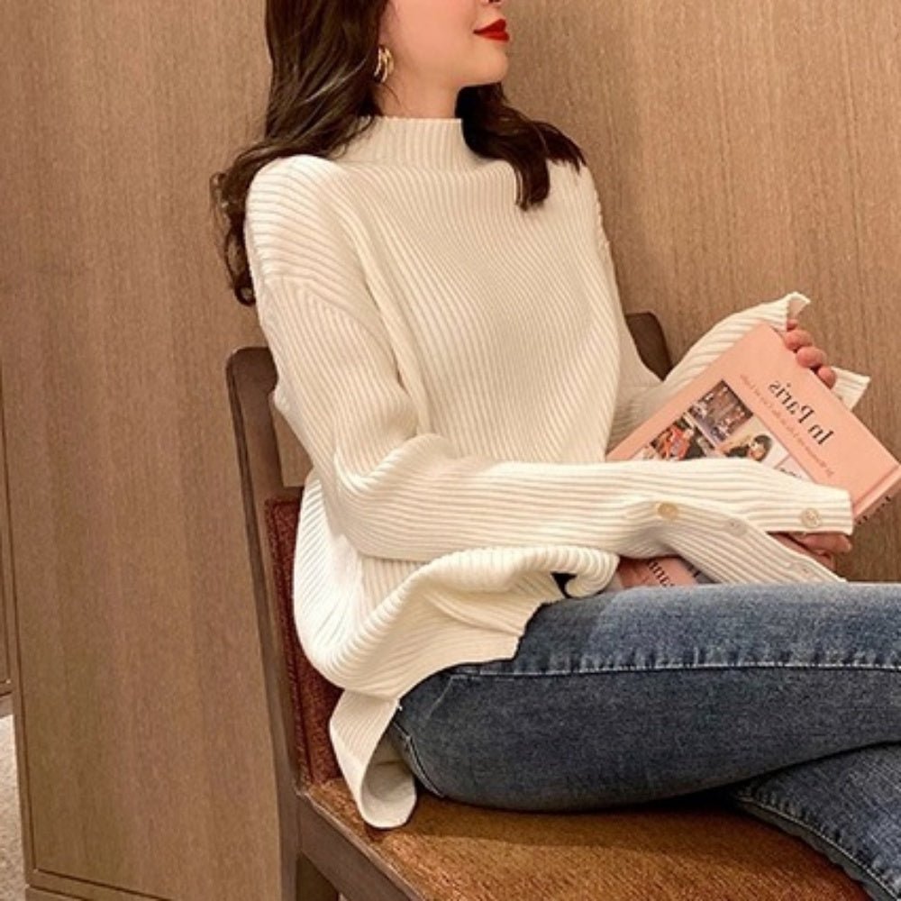 <即納>ハーフネックスリーブボタンニットトップス|オフィスカジュアル レディース 通販 Millennial Generation【ミレジェネ】