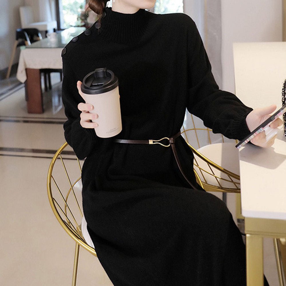 ショルダーボタンニットワンピース|オフィスカジュアル レディース 通販【ミレジェネ】