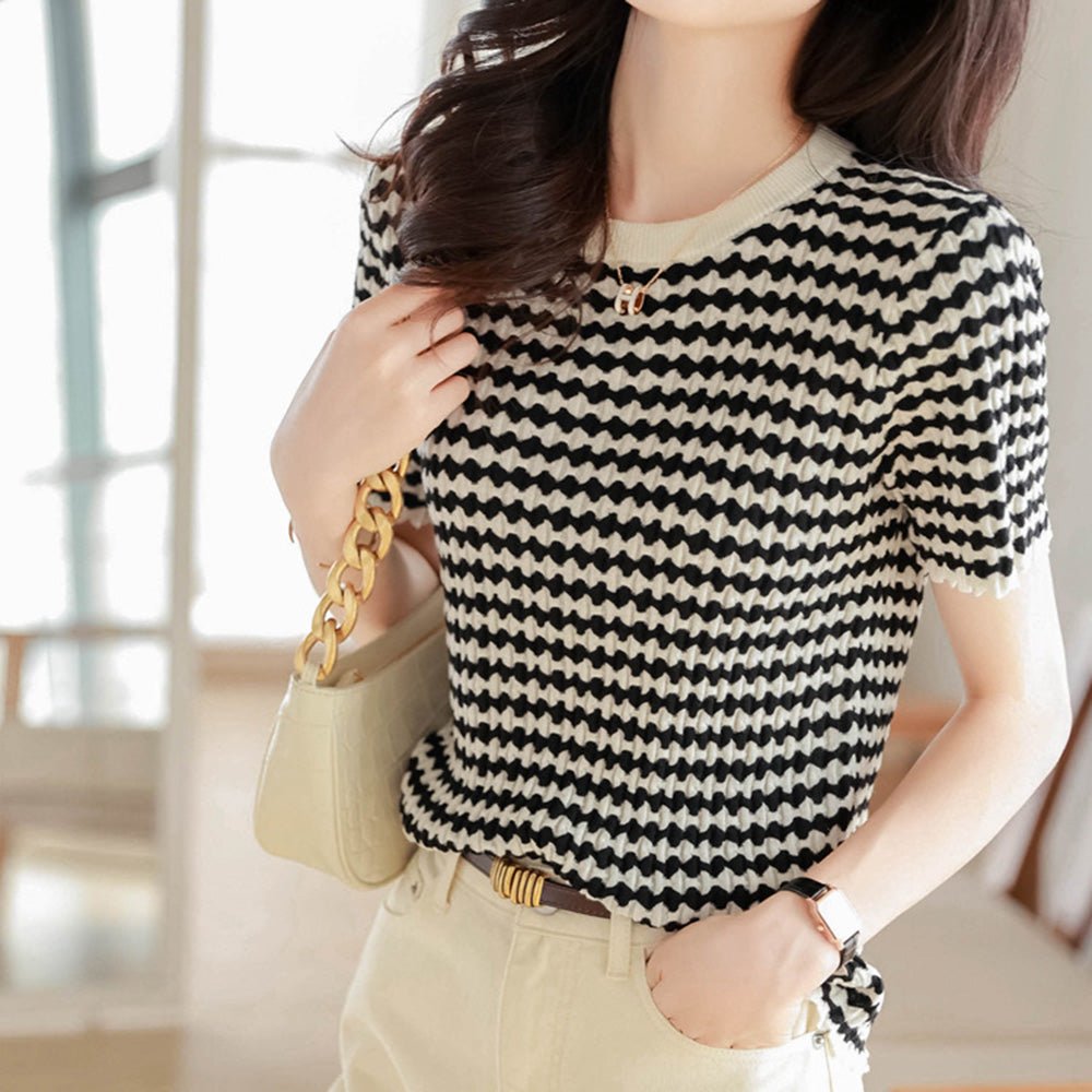 クルーネック薄手ニットトップス|オフィスカジュアル レディース 通販【ミレジェネ】