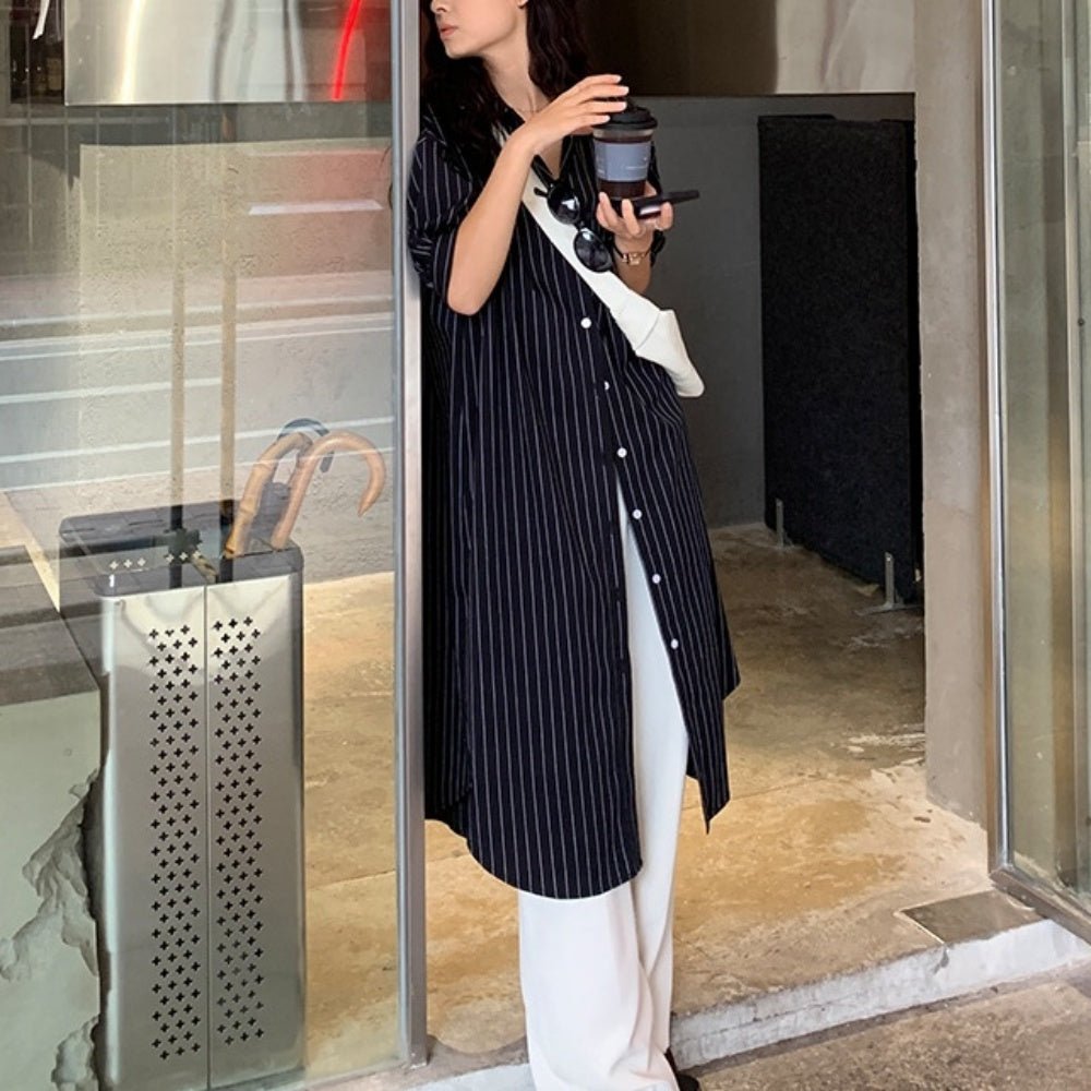 リラクシングストライプシャツワンピース