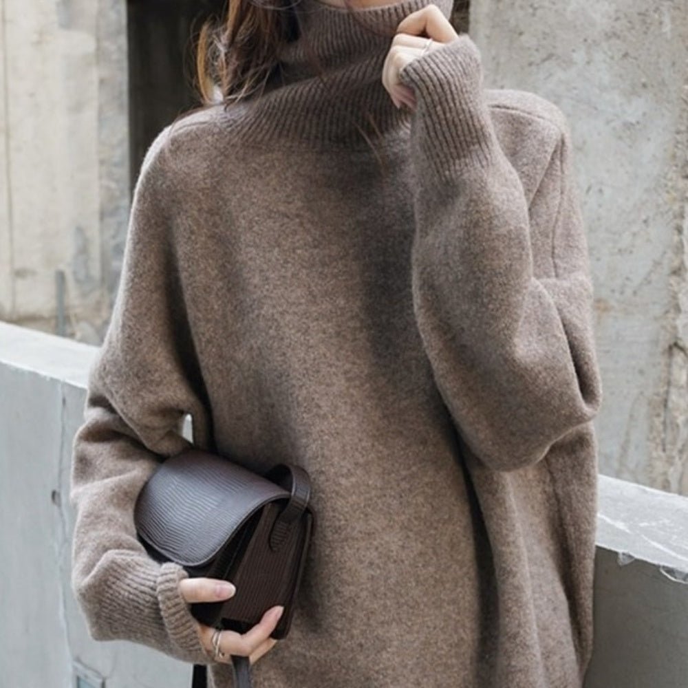 ハイネックゆったりニットトップス