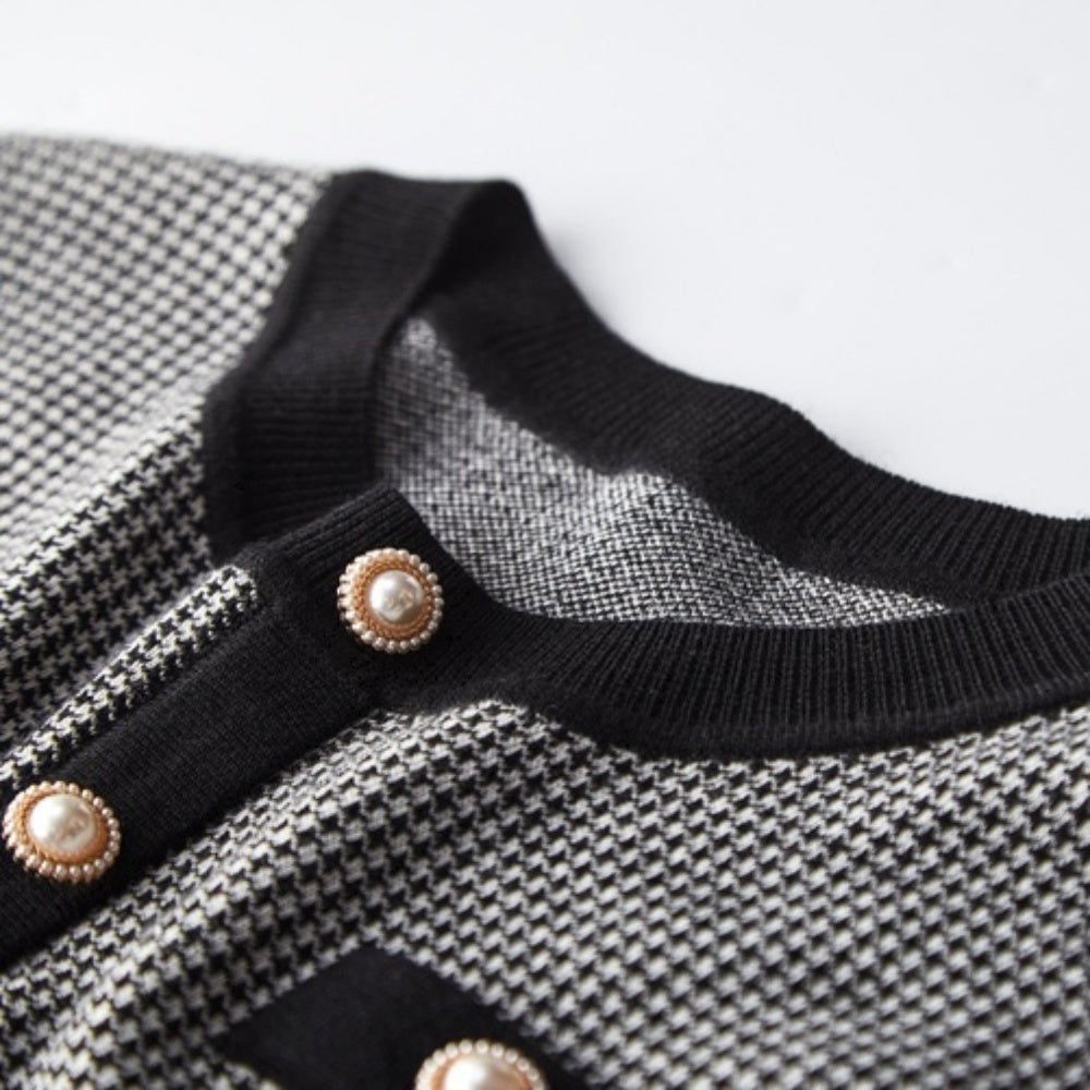 千鳥柄クルーネックワンピース|オフィスカジュアル レディース 通販【ミレジェネ】