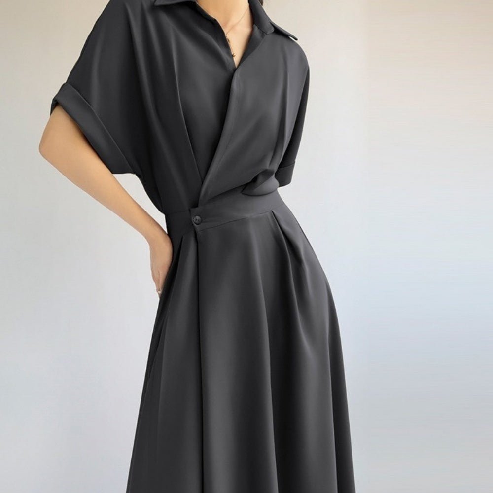 <即納>襟付きロングワンピース|オフィスカジュアル レディース 通販 Millennial Generation【ミレジェネ】