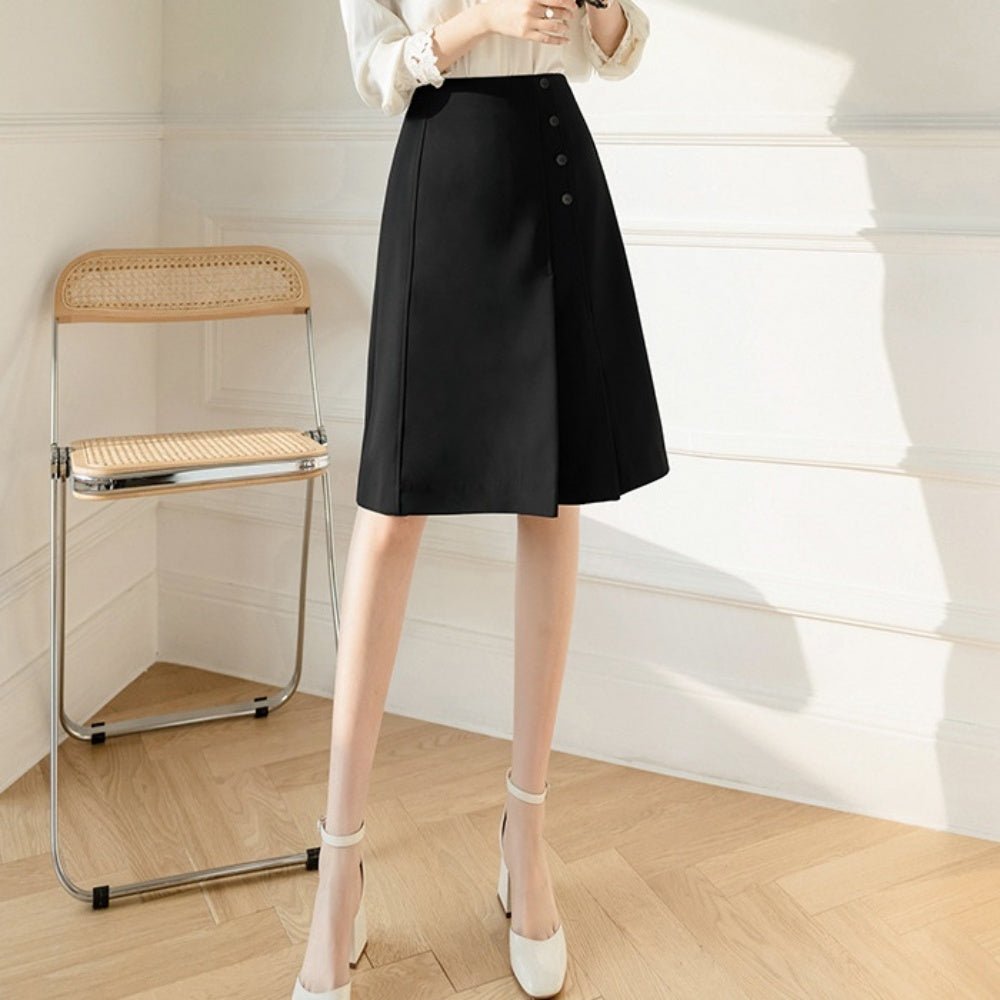 ワンポイントプリーツミディアムスカート|オフィスカジュアル レディース 通販【ミレジェネ】