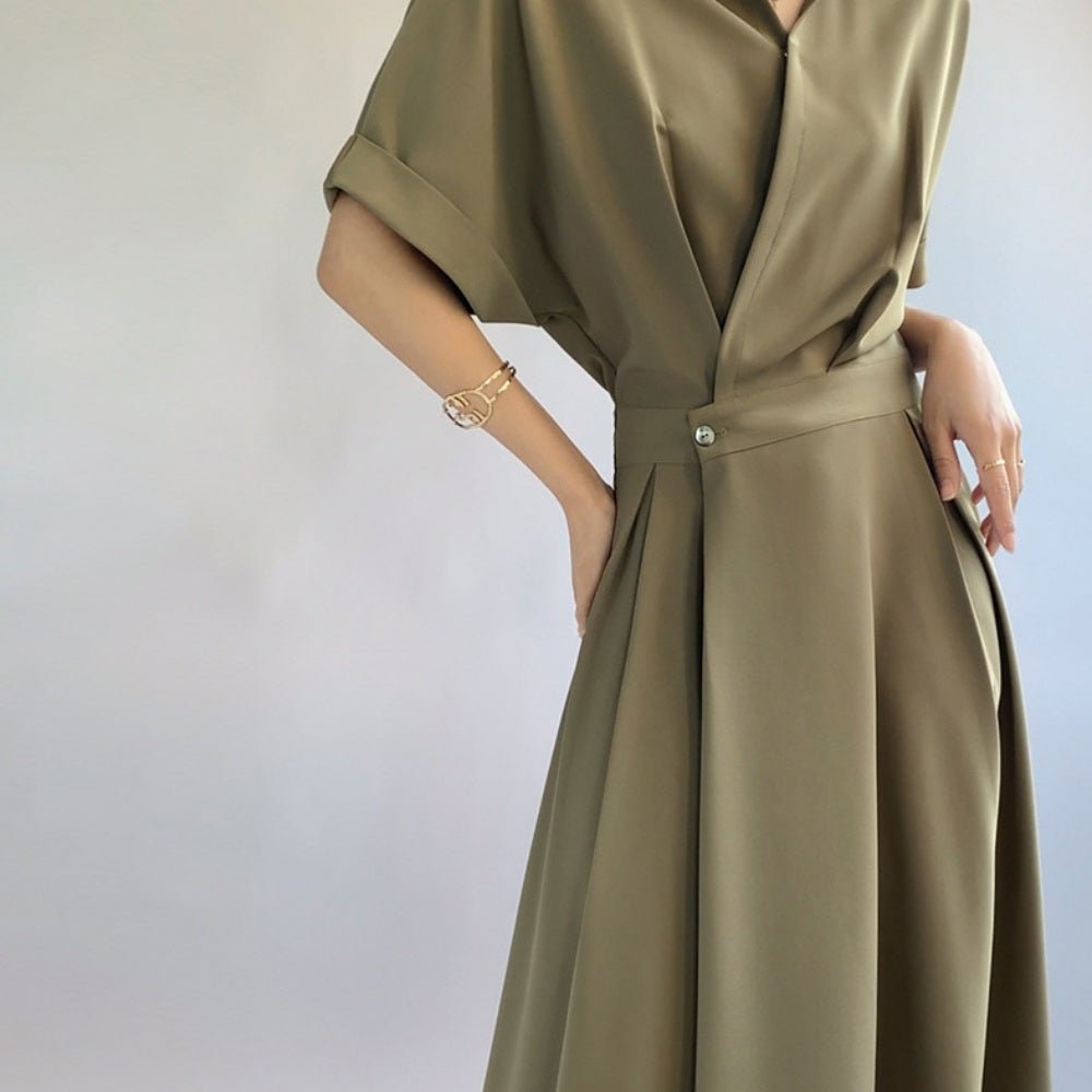 <即納>襟付きロングワンピース|オフィスカジュアル レディース 通販 Millennial Generation【ミレジェネ】