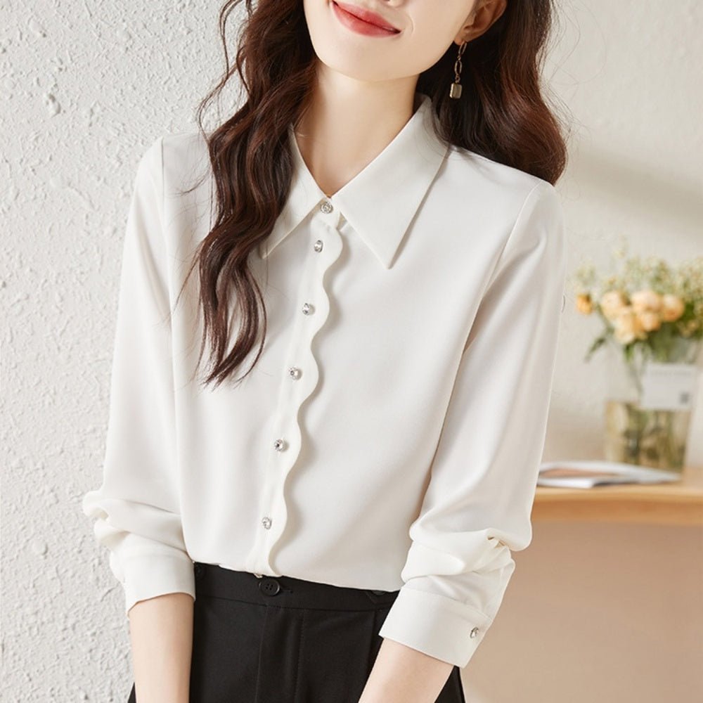 ボタンデザインシャツブラウス|オフィスカジュアル レディース 通販【ミレジェネ】