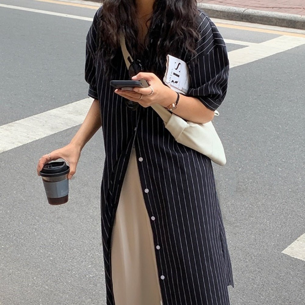 リラクシングストライプシャツワンピース