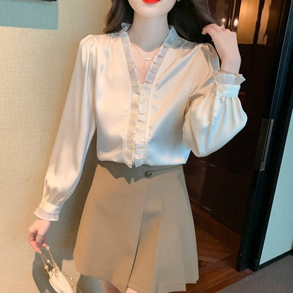 フリルデザインシフォンシャツ|オフィスカジュアル レディース 通販【ミレジェネ】