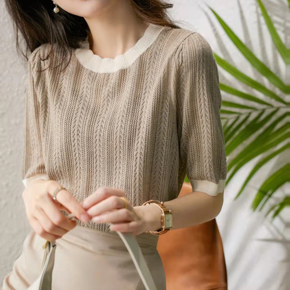 かぎ編みサマーニットトップス|オフィスカジュアル レディース 通販【ミレジェネ】