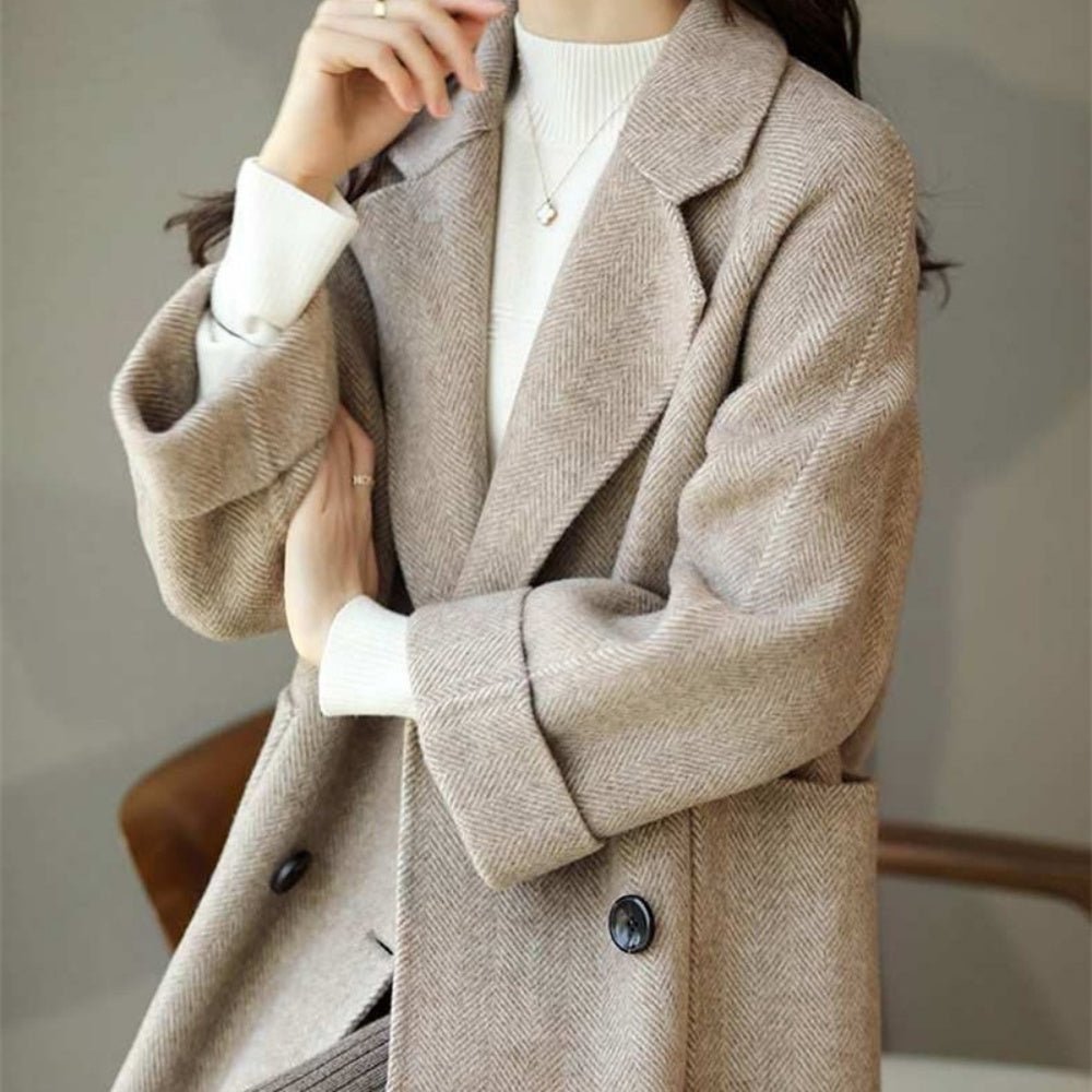 ヘリンボーン柄ミドル丈チェスターコート|オフィスカジュアル レディース 通販【ミレジェネ】