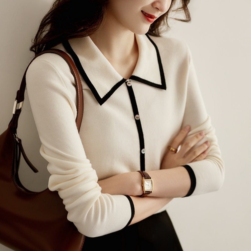 襟付きバイカラーニット|オフィスカジュアル レディース 通販【ミレジェネ】