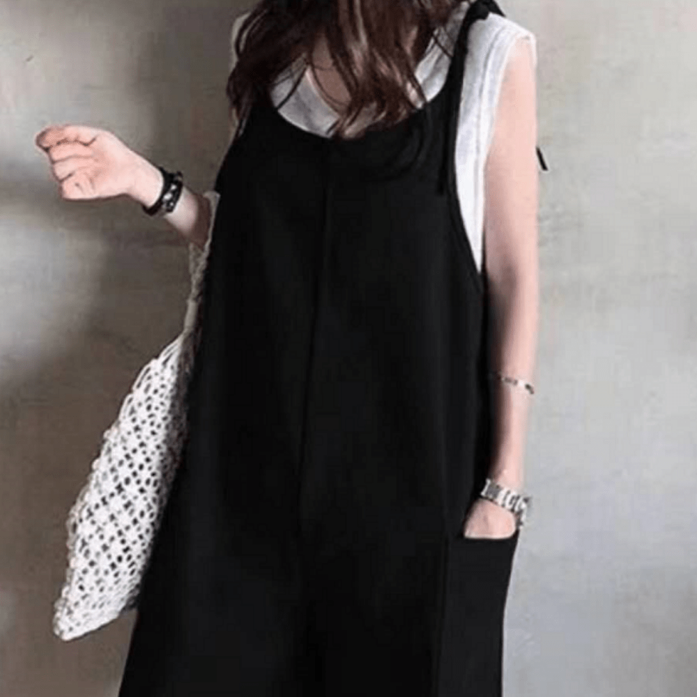 肩リボン調節可能ポケット付きサロペット