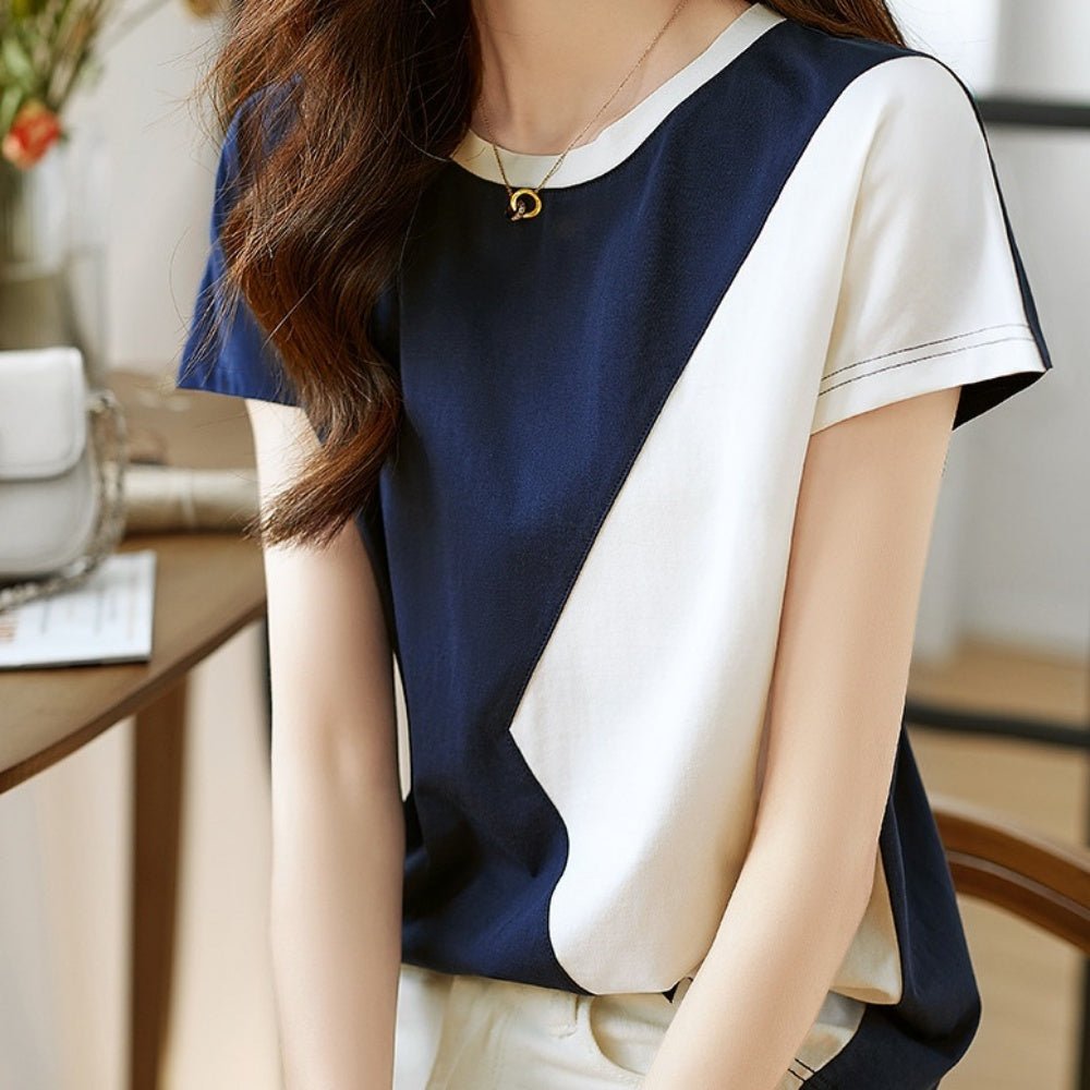 配色ハーフスリーブカットソー|オフィスカジュアル レディース 通販【ミレジェネ】